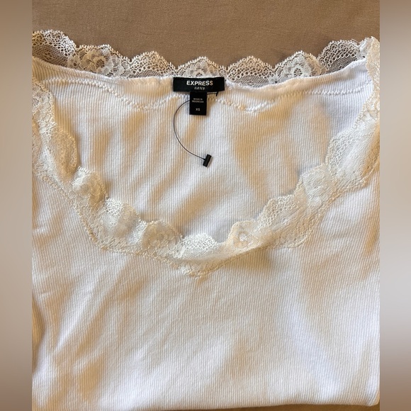 NWOT Express White Lace Trim Top - Picture 4 of 5